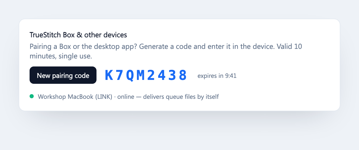 Pairing code in Cloud → Machines