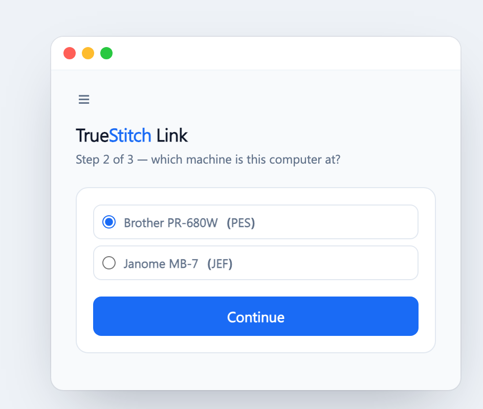 Link — Step 2, pick the machine